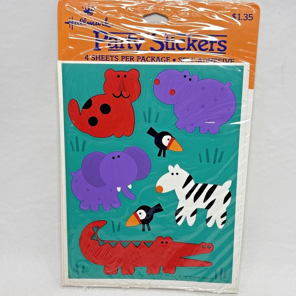 80s Vintage Hallmark Ambassador Stickers Animals Jungle Christmas 8 Sheets NOS - Picture 4 of 6